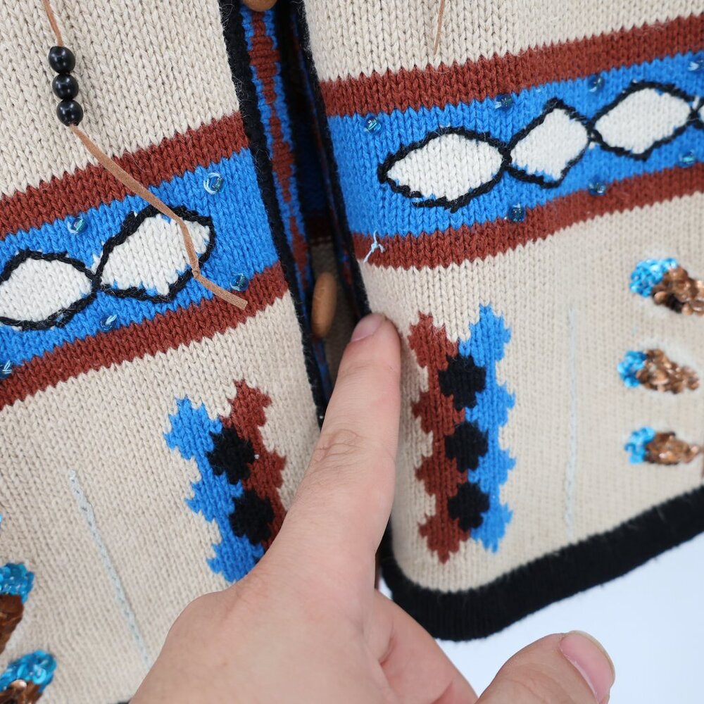 Vintage Storybook Knits Cardigan Sweater womens small Indian children 2 piece - Picture 6 of 11